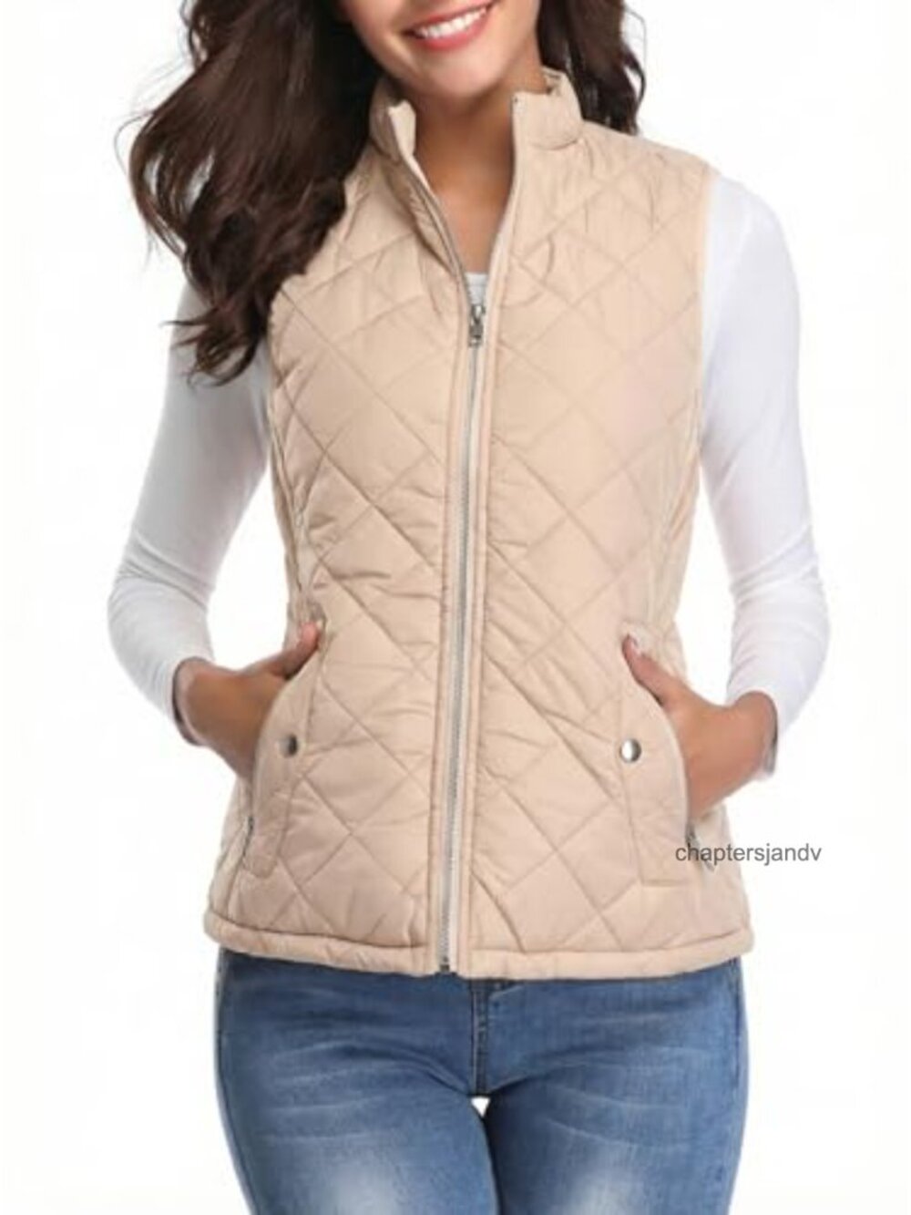 Quilted Puffer Vest Lightweight Zip-Up Gilet with Pockets